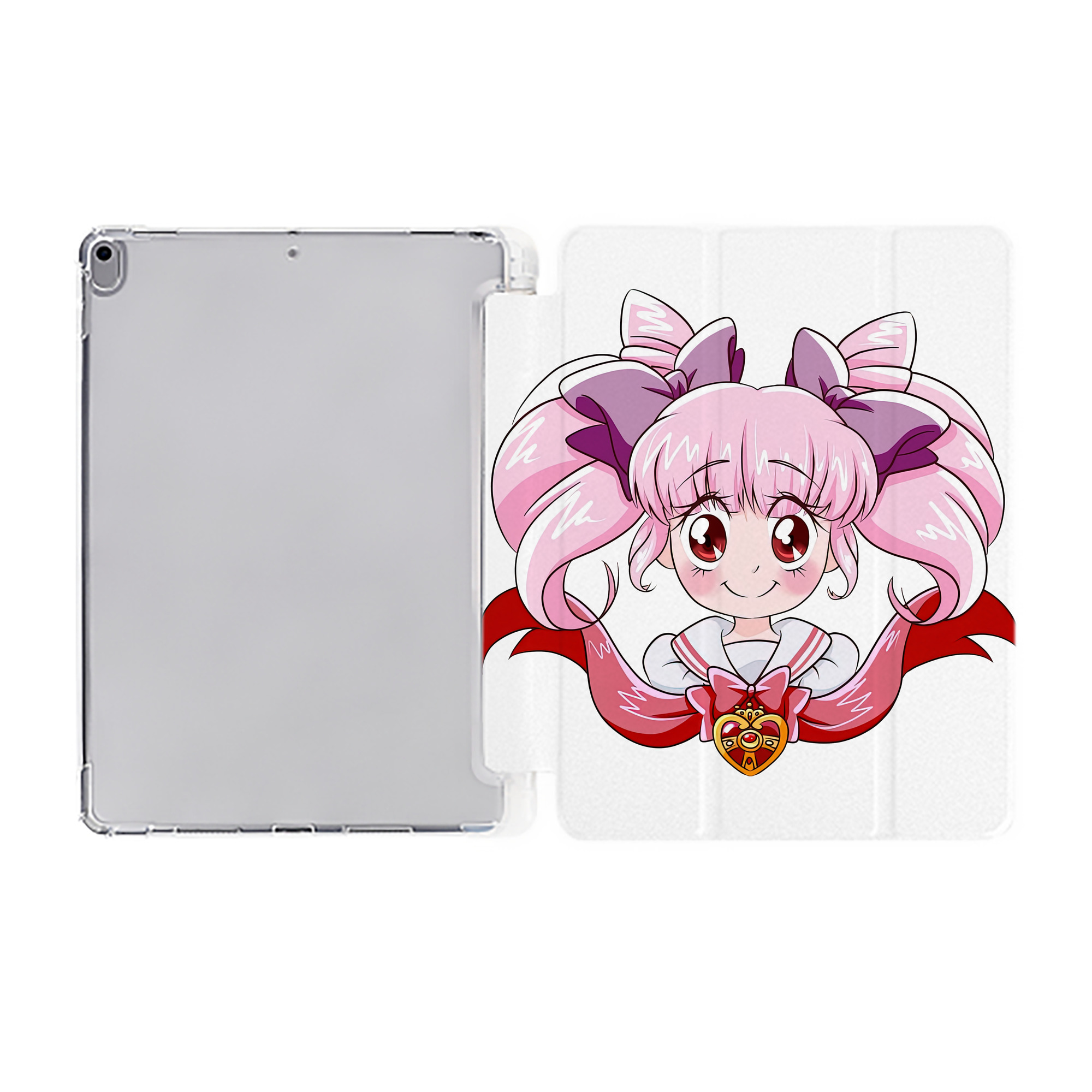 （画像用） 美少女戦士セーラームーン ちびうさ Sailor Moon Chibiusa Tsukino Usagi Small Lady Serenity IPad ケース ペン収納付き 三つ折りスタンド PUレザー×シリコン 対応機種9.5/10.5/10.9インチ